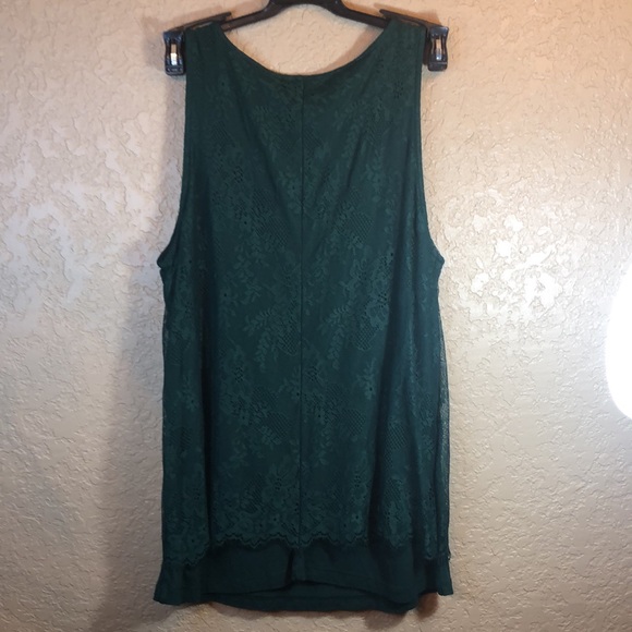 L402/NWT LOFT ~ Emerald Green Lace Tank Top - Picture 2 of 6